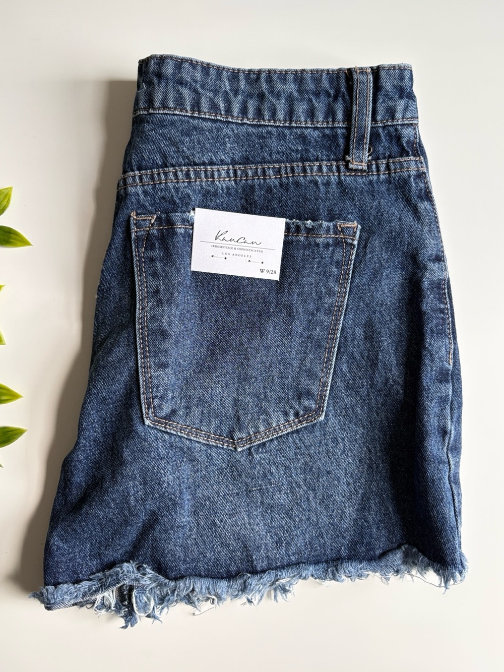 NWT kancan women's denim shorts distressed frayed hem